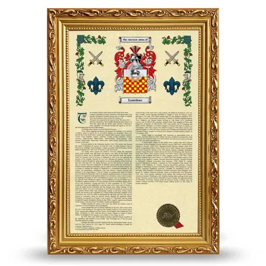 Louviere Armorial History Framed - Gold