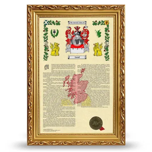 Lovel Armorial History Framed - Gold