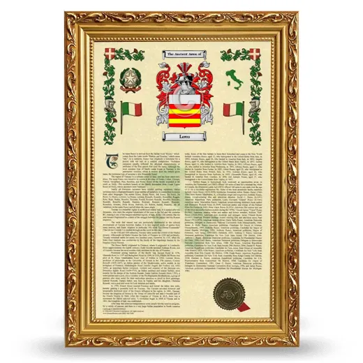Lovo Armorial History Framed - Gold