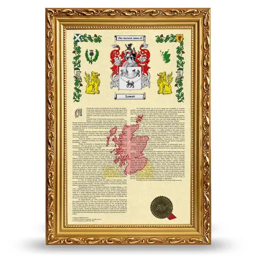 Lowet Armorial History Framed - Gold