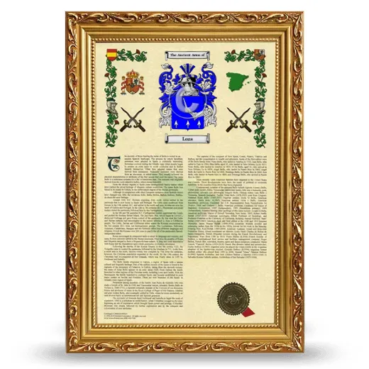 Loza Armorial History Framed - Gold
