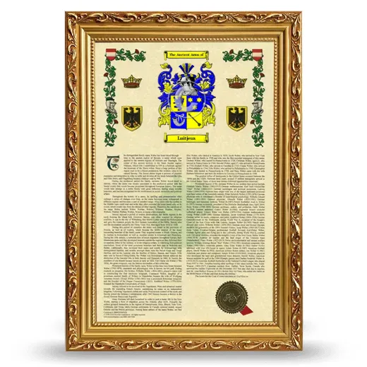 Luitjens Armorial History Framed - Gold