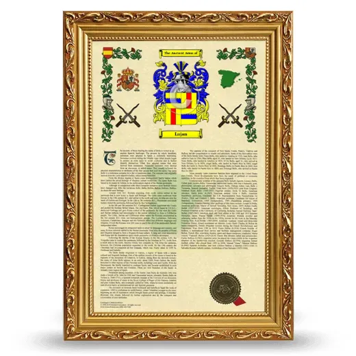 Lujan Armorial History Framed - Gold