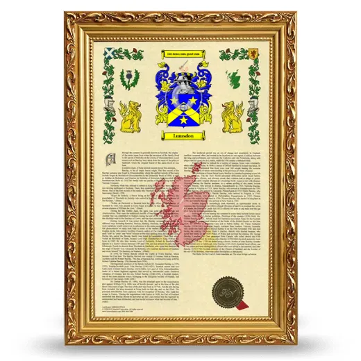 Lumsdon Armorial History Framed - Gold