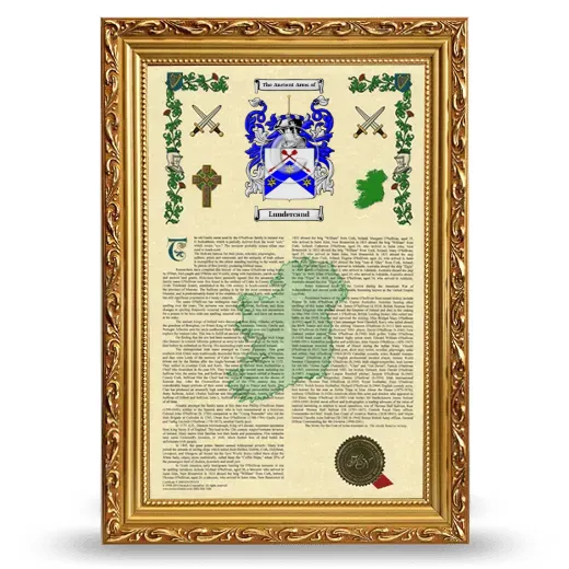 Lundercand Armorial History Framed - Gold