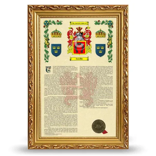 Lundin Armorial History Framed - Gold