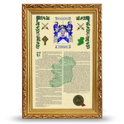 Lunnergind Armorial History Framed - Gold
