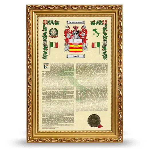 Lupuli Armorial History Framed - Gold