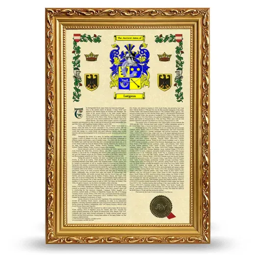 Lutgens Armorial History Framed - Gold