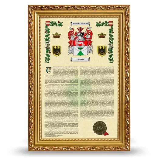 Lynness Armorial History Framed - Gold