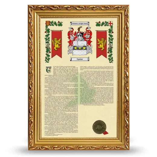 Lyster Armorial History Framed - Gold