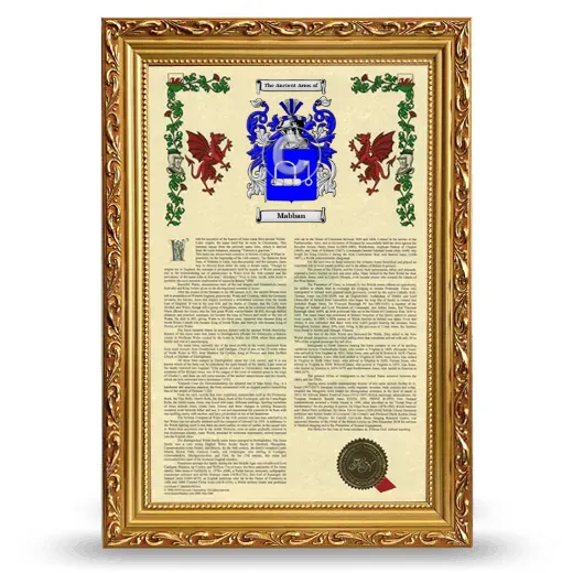 Mabban Armorial History Framed - Gold