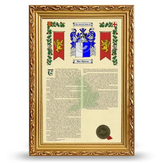 Mac thomas Armorial History Framed - Gold