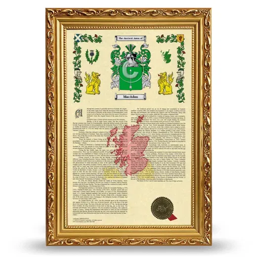 MacAdon Armorial History Framed - Gold