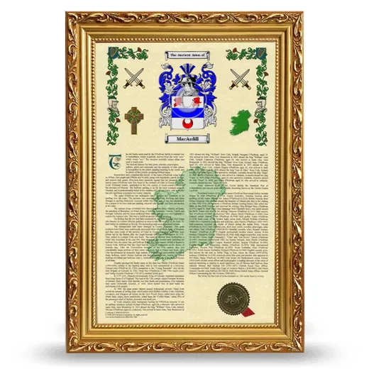 MacArdill Armorial History Framed - Gold