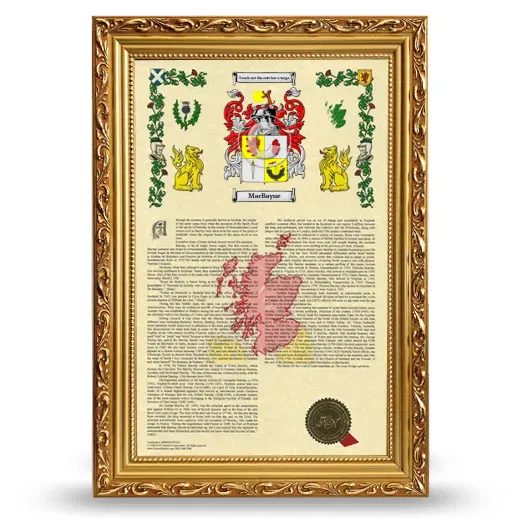 MacBayne Armorial History Framed - Gold