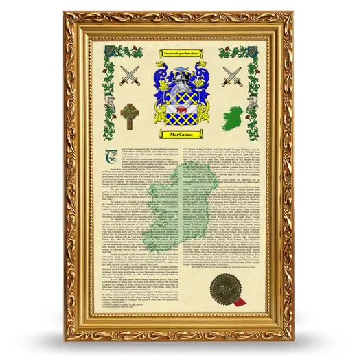 MacCanna Armorial History Framed - Gold