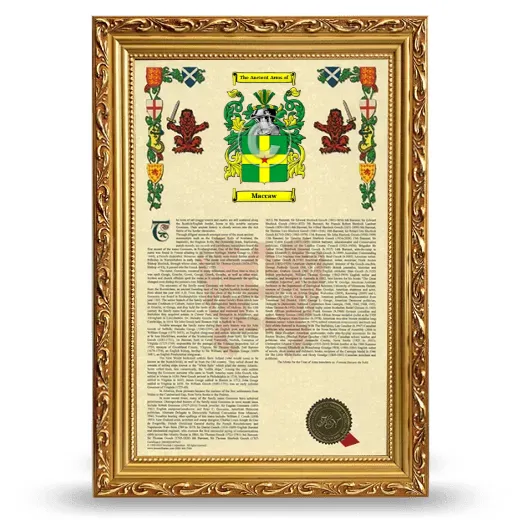 Maccaw Armorial History Framed - Gold