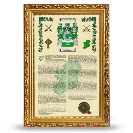 MacCaybe Armorial History Framed - Gold