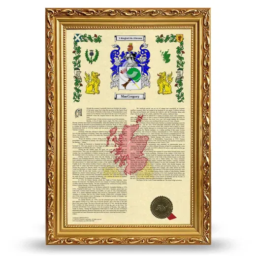 MacCregory Armorial History Framed - Gold