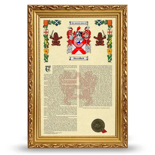 Maccullock Armorial History Framed - Gold