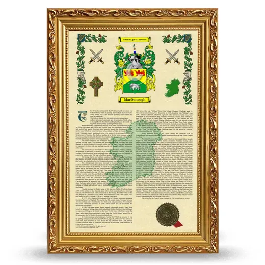 MacDonough Armorial History Framed - Gold