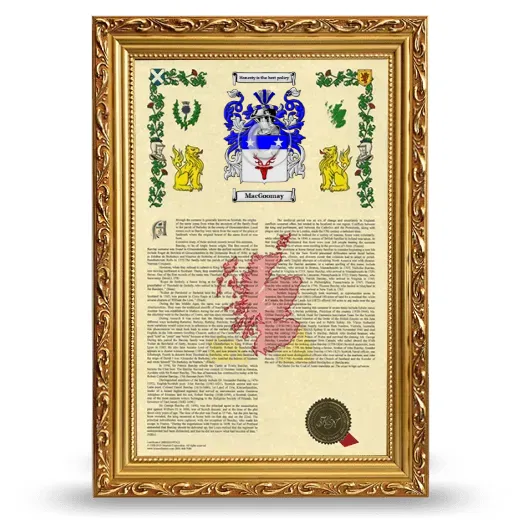 MacGoomay Armorial History Framed - Gold