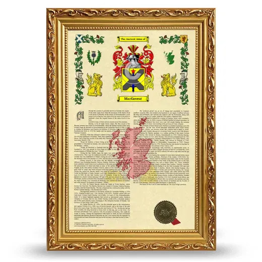 MacGovent Armorial History Framed - Gold