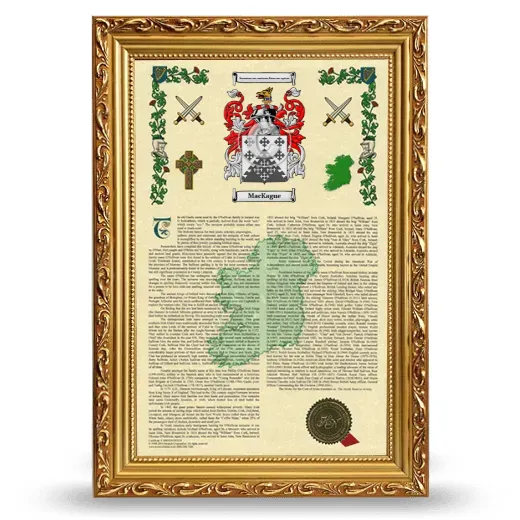 MacKague Armorial History Framed - Gold