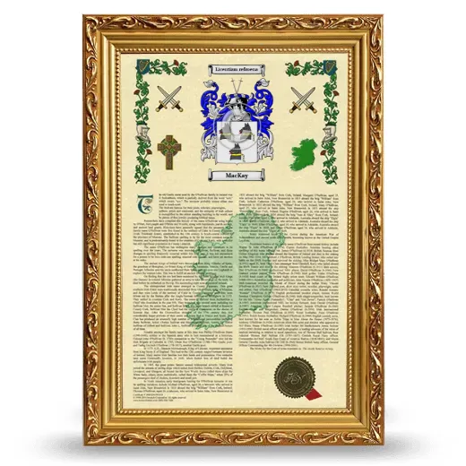 Mackay Armorial History Framed - Gold
