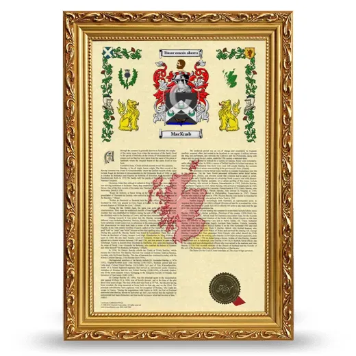 MacKnab Armorial History Framed - Gold