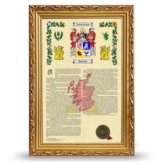 MacLean Armorial History Framed - Gold