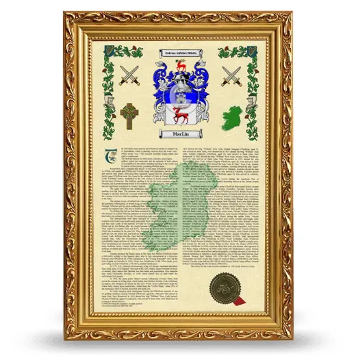 MacLin Armorial History Framed - Gold