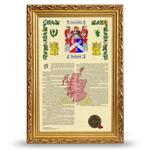 MacLintyck Armorial History Framed - Gold