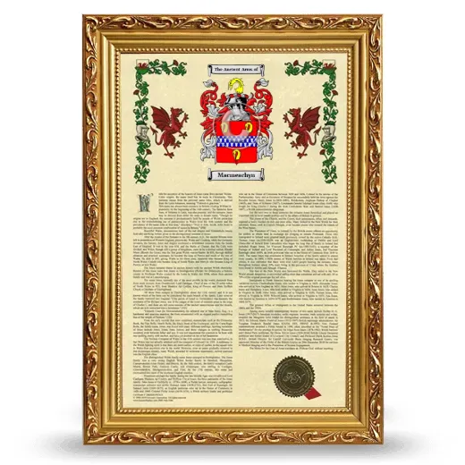 Macmeachyn Armorial History Framed - Gold