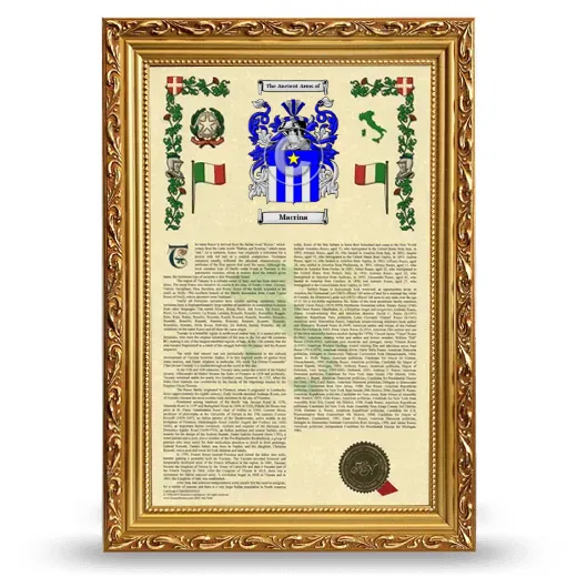 Macrina Armorial History Framed - Gold