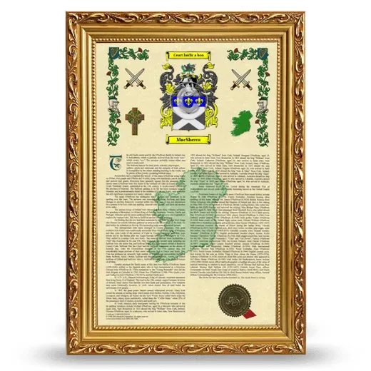 MacSherra Armorial History Framed - Gold