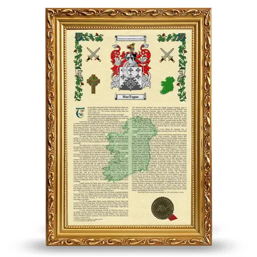 MacTague Armorial History Framed - Gold