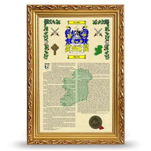 MacVy Armorial History Framed - Gold