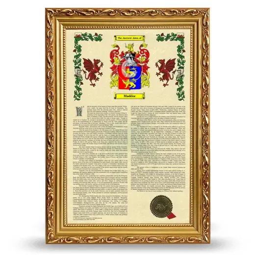 Maddoc Armorial History Framed - Gold