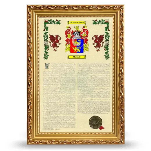 Maddok Armorial History Framed - Gold