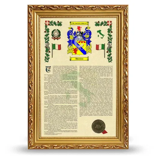 Maestro Armorial History Framed - Gold
