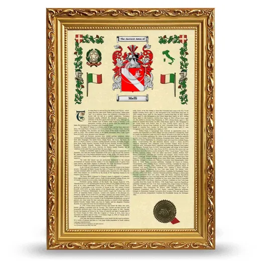 Maffi Armorial History Framed - Gold
