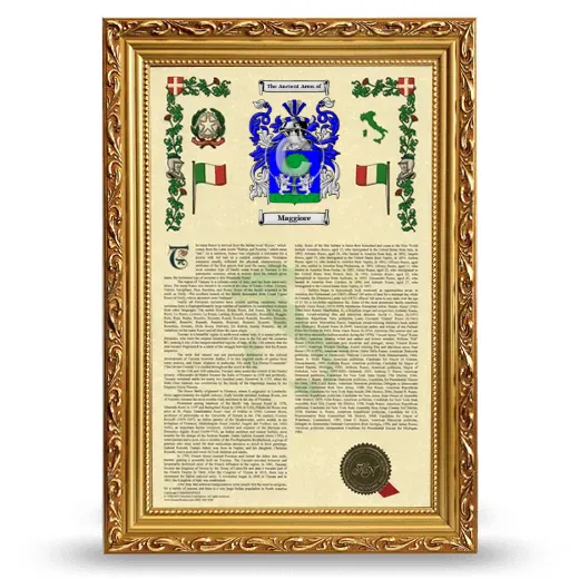 Maggiore Armorial History Framed - Gold