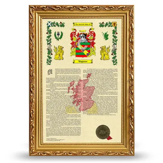 Magnues Armorial History Framed - Gold