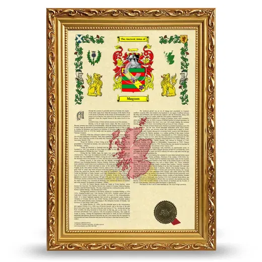 Magnus Armorial History Framed - Gold