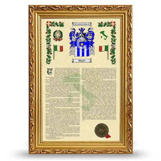Magris Armorial History Framed - Gold