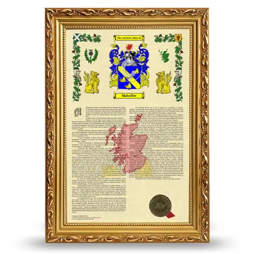 Mahaffee Armorial History Framed - Gold