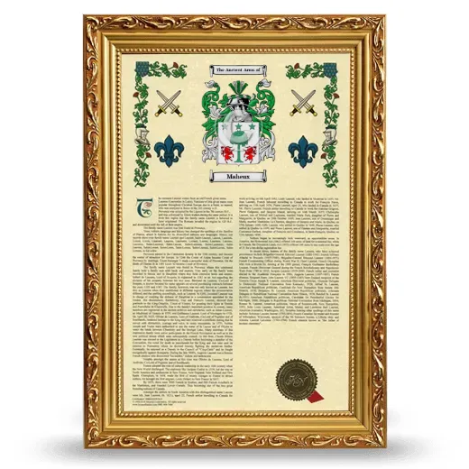 Maheux Armorial History Framed - Gold