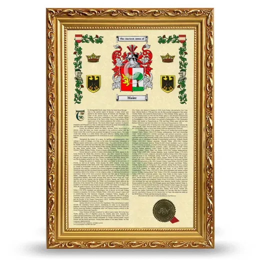 Maier Armorial History Framed - Gold